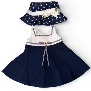 Bonnie Baby Navy and White Dress with Rose Detail